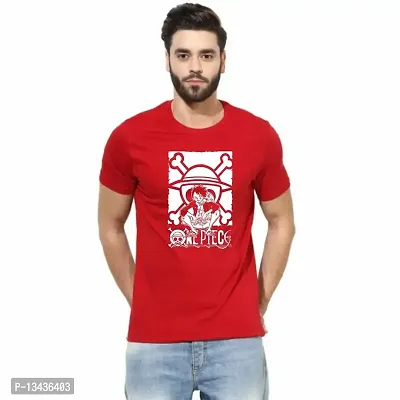 Be Crazy Monkey.D.Luffy Anime t-Shirt Cotton Printed Tshirt for Men (Medium, RED)