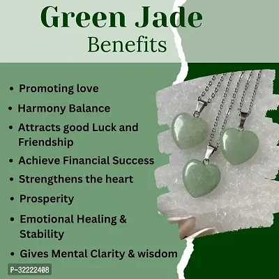 Natural Green Jade Heart Shape Healing Crystal Pendant- Pack of 1-thumb4