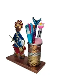 Handmade Multi Color Metal Rajasthani Musician Pen Pencil Stand For Home Office Study Table Pack Of 1-thumb3