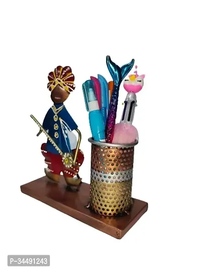 Handmade Multi Color Metal Rajasthani Musician Pen Pencil Stand For Home Office Study Table Pack Of 1-thumb4