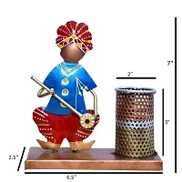 Handmade Multi Color Metal Rajasthani Musician Pen Pencil Stand For Home Office Study Table Pack Of 1-thumb4