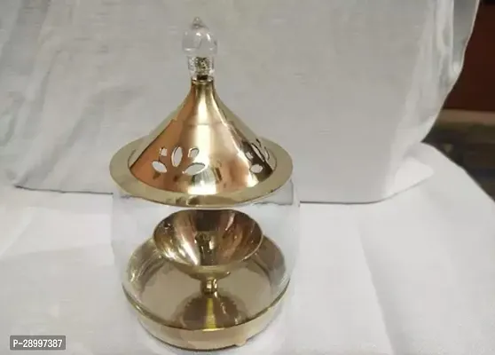 Classic Brass Glass Table Arpan Matki Shape Diya