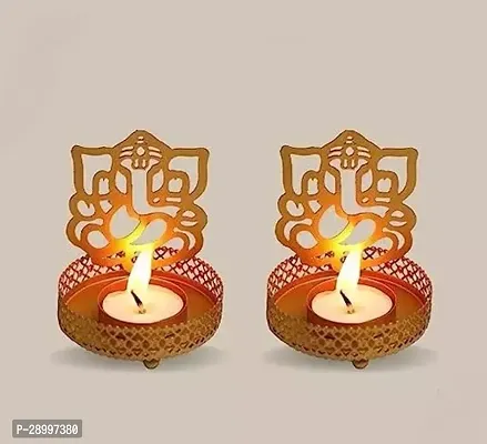 Classic Ganesha Iron T Light Holder 2 Piece Combo