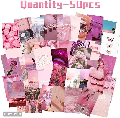 UniqueTown? Pink Aesthetic Picture for Wall Collage, 50 Set 4x6 inch, Rosy Collage Print Kit, VSCO Posters for Bedroom.Pack of 50-thumb2