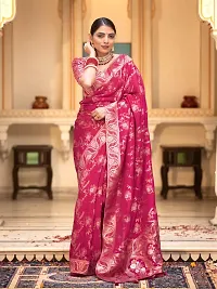 Stylish Silk Blend Saree With Blouse Piece ForWomen-thumb1