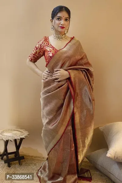 Stylish Silk Blend Saree With Blouse Piece ForWomen-thumb0