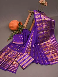 Stylish Silk Blend Saree With Blouse Piece ForWomen-thumb2