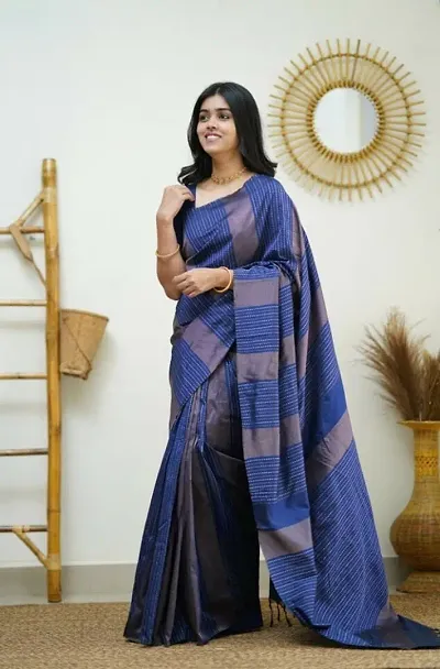 Beautiful Art Silk Zari Saree with Blouse Piece For Women