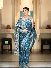 Stylish Silk Blend Saree With Blouse Piece ForWomen-thumb1