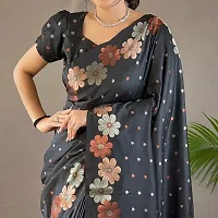 Stylish Silk Blend Saree With Blouse Piece ForWomen-thumb2