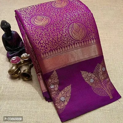 Stylish Silk Blend Saree With Blouse Piece ForWomen-thumb0