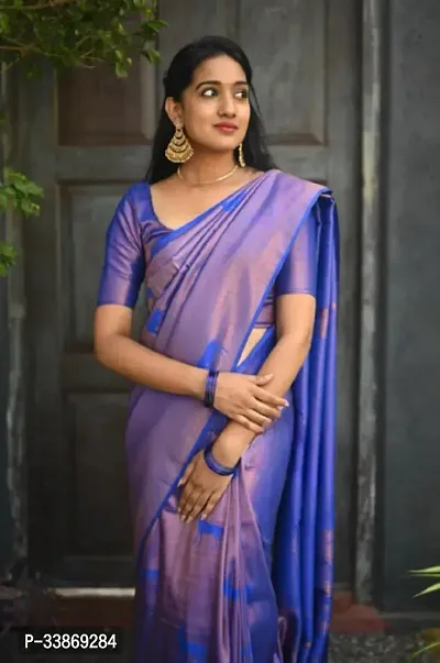 Stylish Silk Blend Saree With Blouse Piece ForWomen-thumb2