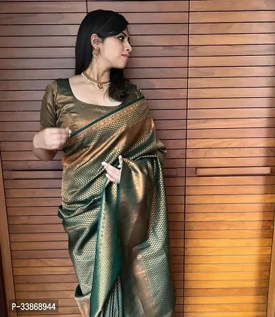 Stylish Silk Blend Saree With Blouse Piece ForWomen-thumb3