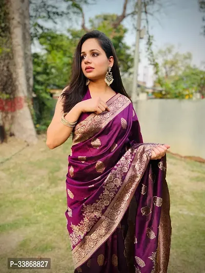 Stylish Silk Blend Saree With Blouse Piece ForWomen-thumb0