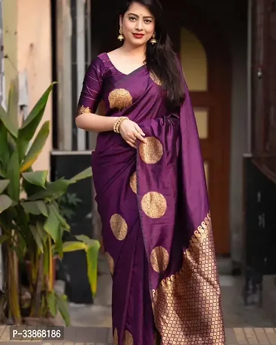 Stylish Silk Blend Saree With Blouse Piece ForWomen-thumb0