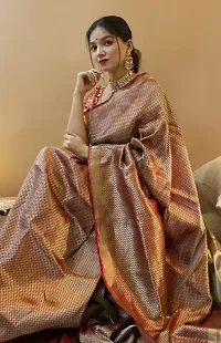 Stylish Silk Blend Saree With Blouse Piece ForWomen-thumb1