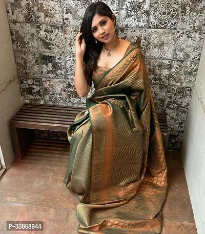 Stylish Silk Blend Saree With Blouse Piece ForWomen-thumb2