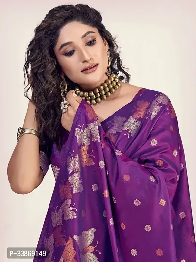 Stylish Silk Blend Saree With Blouse Piece ForWomen-thumb2