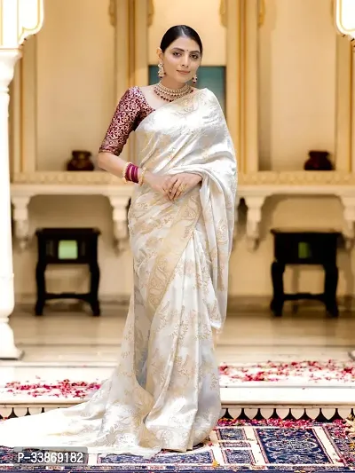 Stylish Silk Blend Saree With Blouse Piece ForWomen-thumb0