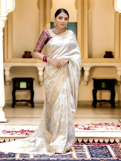 Beautiful Banarasi Silk Women Saree with Blouse Piece