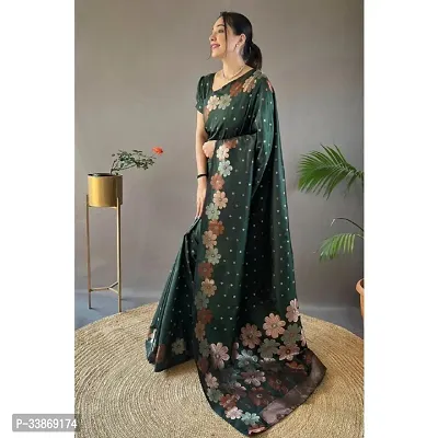 Stylish Silk Blend Saree With Blouse Piece ForWomen-thumb2