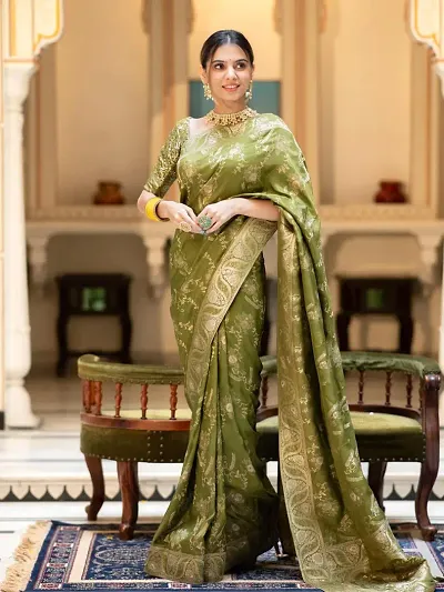 Best Selling Art Silk Saree with Blouse piece 