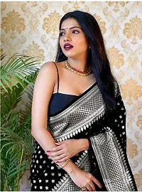 Stylish Silk Blend Saree With Blouse Piece ForWomen-thumb1