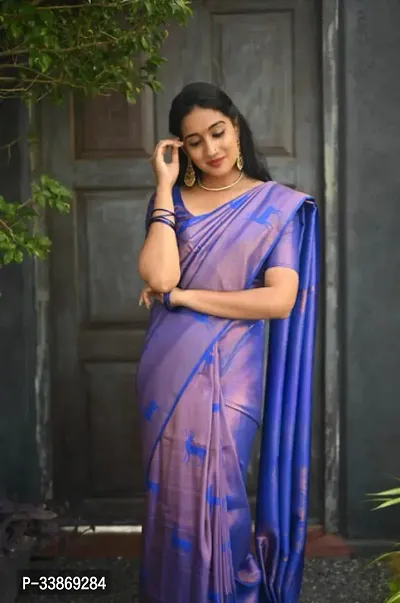 Stylish Silk Blend Saree With Blouse Piece ForWomen-thumb3