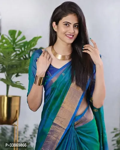 Stylish Silk Blend Saree With Blouse Piece ForWomen-thumb2