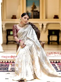 Stylish Silk Blend Saree With Blouse Piece ForWomen-thumb2