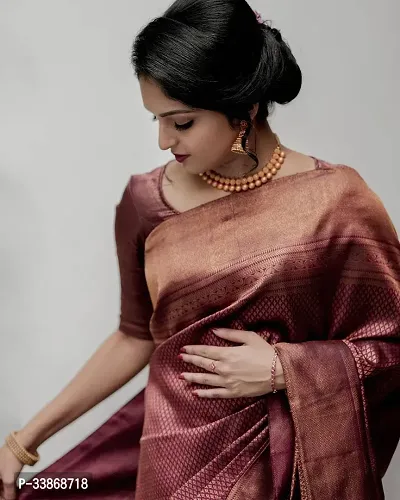 Stylish Silk Blend Saree With Blouse Piece ForWomen-thumb2