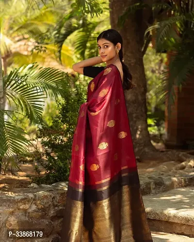 Stylish Silk Blend Saree With Blouse Piece ForWomen-thumb2