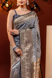 Stylish Silk Blend Saree With Blouse Piece ForWomen-thumb1