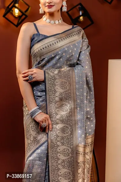 Stylish Silk Blend Saree With Blouse Piece ForWomen-thumb2