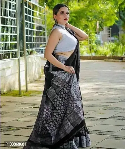 Stylish Silk Blend Saree With Blouse Piece ForWomen-thumb3