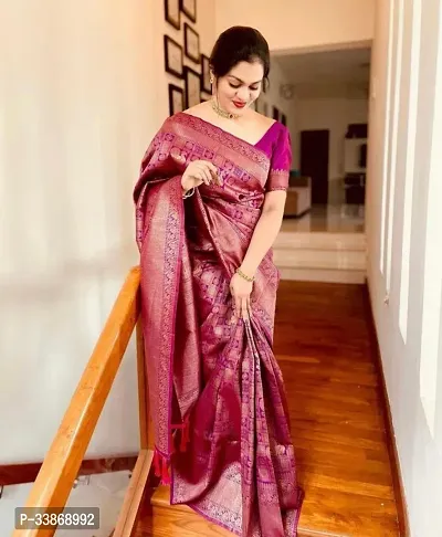 Stylish Silk Blend Saree With Blouse Piece ForWomen-thumb0