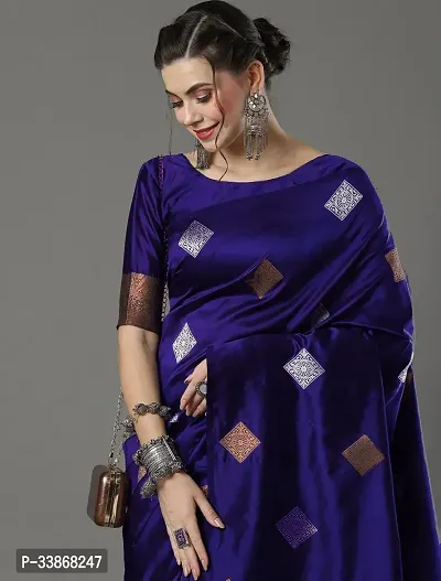 Stylish Silk Blend Saree With Blouse Piece ForWomen-thumb2