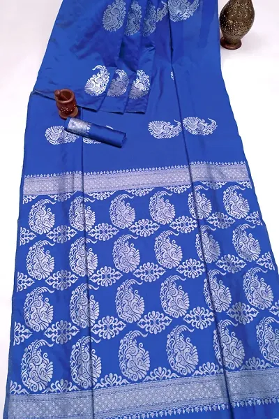 Stylish Women Banarasi Silk Saree with Blouse Piece