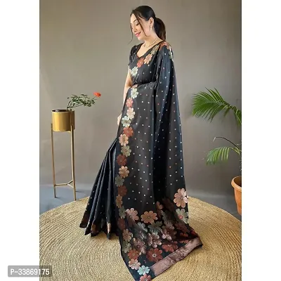 Stylish Silk Blend Saree With Blouse Piece ForWomen-thumb2