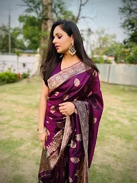 Stylish Silk Blend Saree With Blouse Piece ForWomen-thumb2