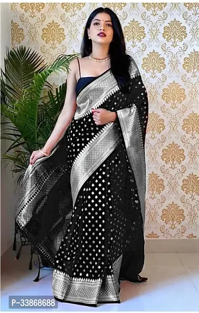 Stylish Silk Blend Saree With Blouse Piece ForWomen-thumb0