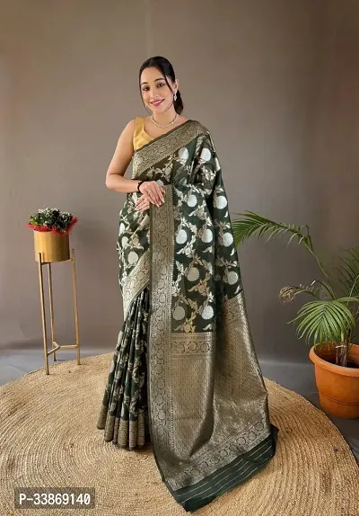 Stylish Silk Blend Saree With Blouse Piece ForWomen-thumb0