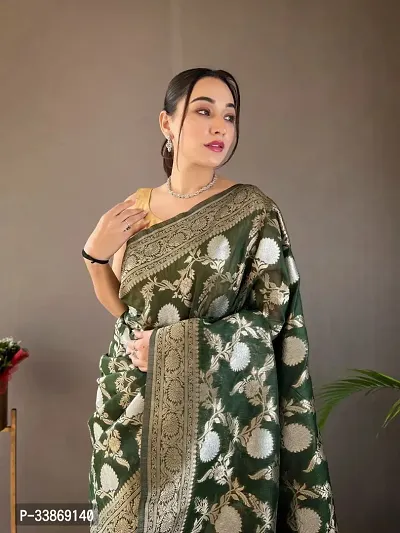 Stylish Silk Blend Saree With Blouse Piece ForWomen-thumb2