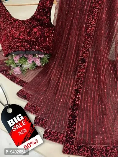 Red Net Embroidered Sarees For Women-thumb0