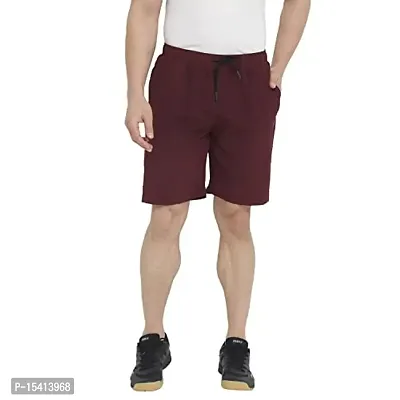 Better Think Summer Sporty  Casual Wear Cotton Blend Solid Shorts for Men?s (SAG0034-MAROON)