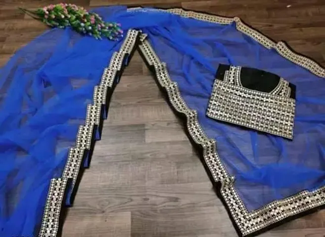 Trendy Net Embroidery Work Sarees with Blouse piece