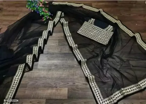 Net Partywear Saree with Blouse piece
