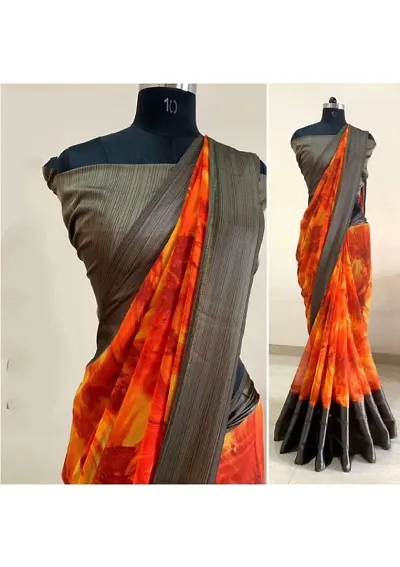 Best Selling Faux Georgette Saree with Blouse piece 