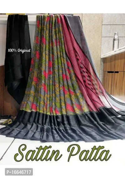 Georgette Satin Patta Printed Sarees with Blouse Piece