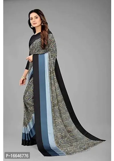 Georgette Satin Patta Printed Sarees with Blouse Piece